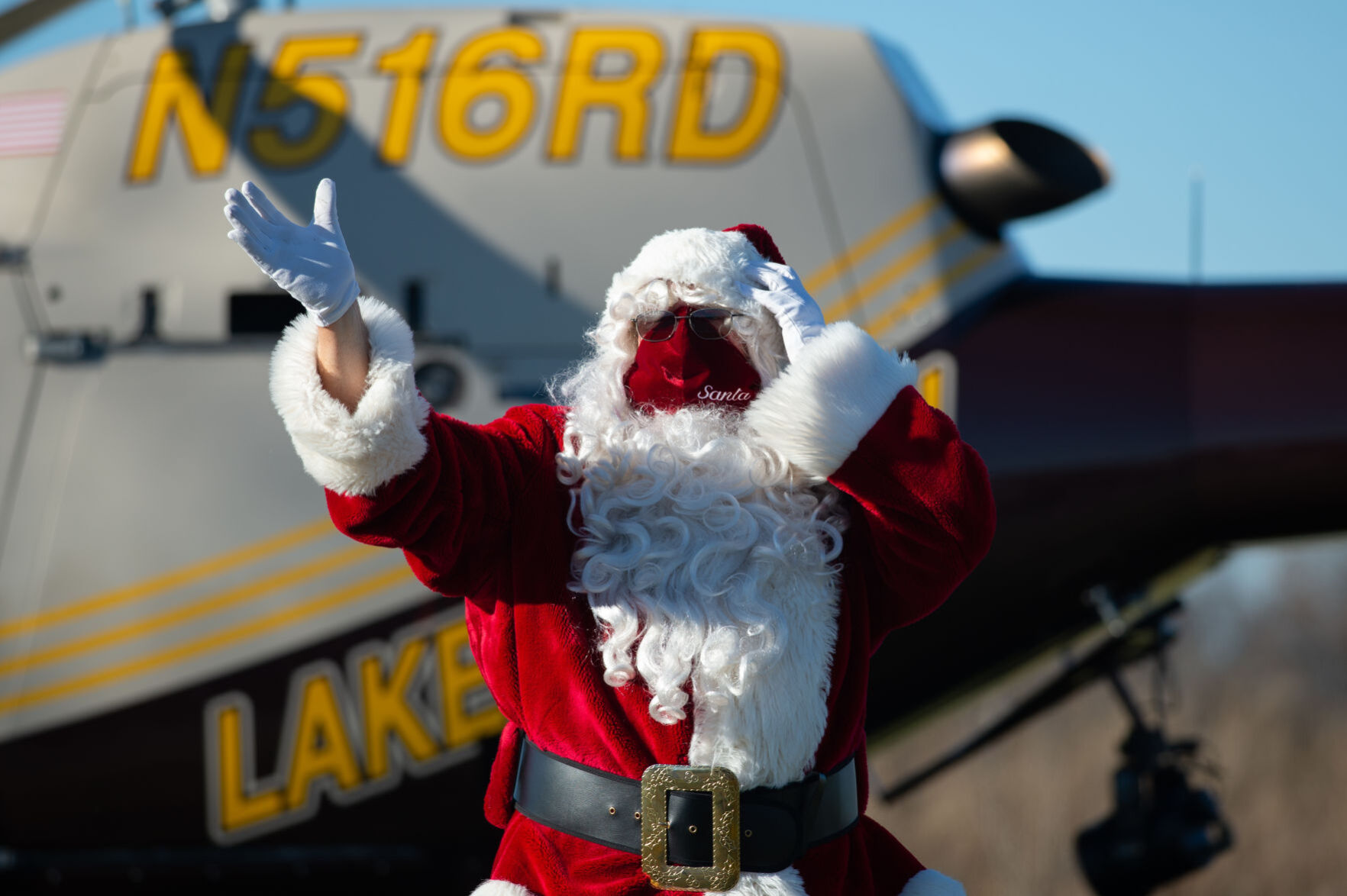 Masked-up Santa flies in to Crown Point